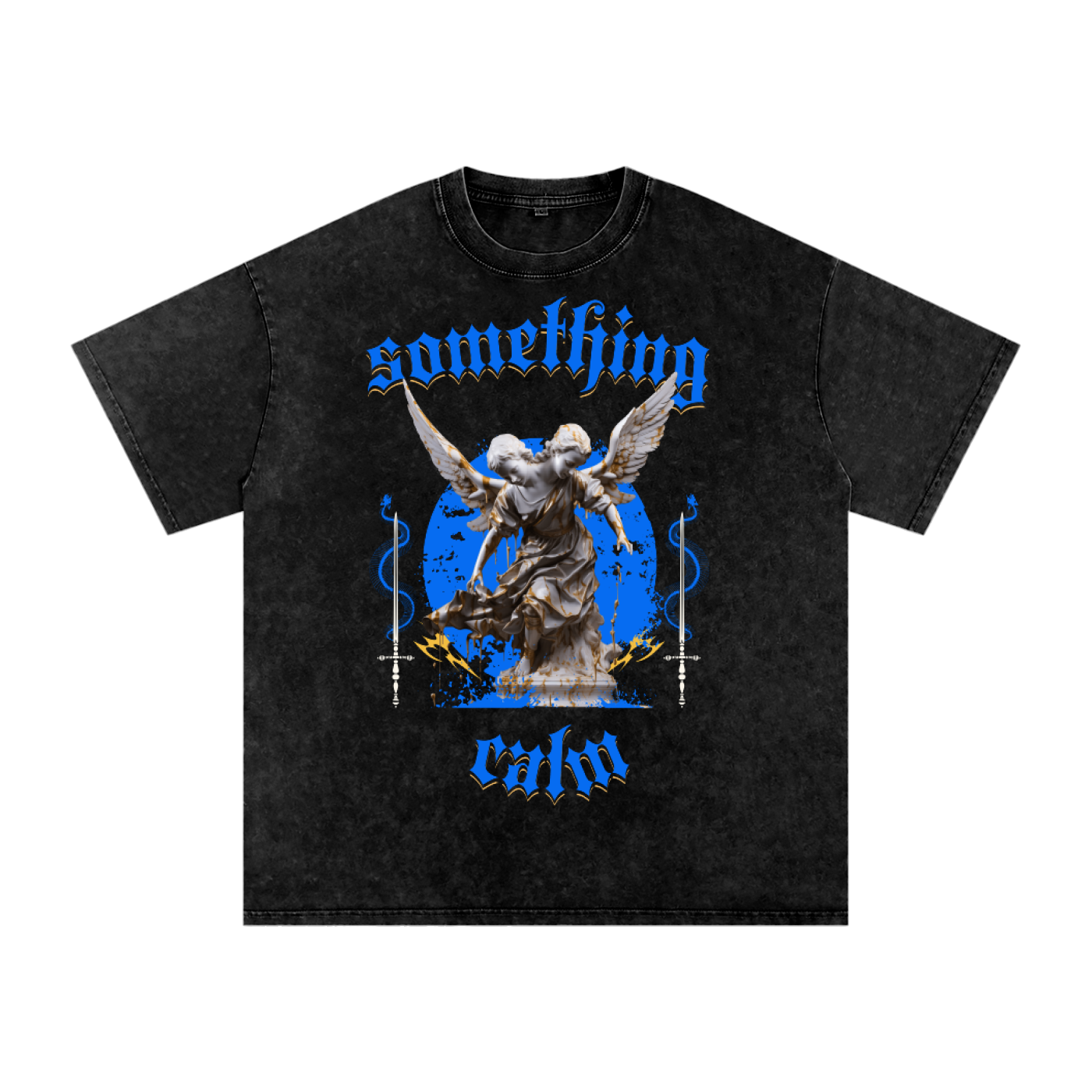Something Calm Blue Angel Acid Wash Oversize T-Shirt
