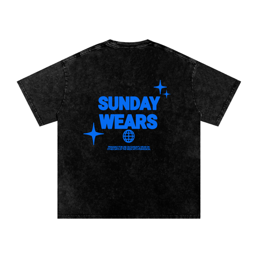 Something Calm Blue Angel Acid Wash Oversize T-Shirt