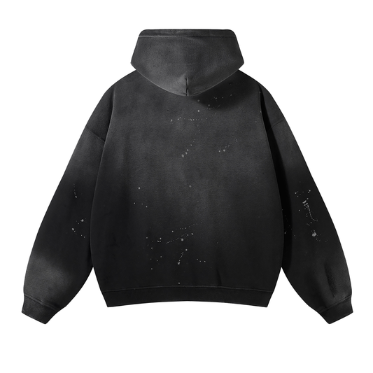 Something Calm Vintage Wash Frayed Fleece Hoodie - 360 GSM