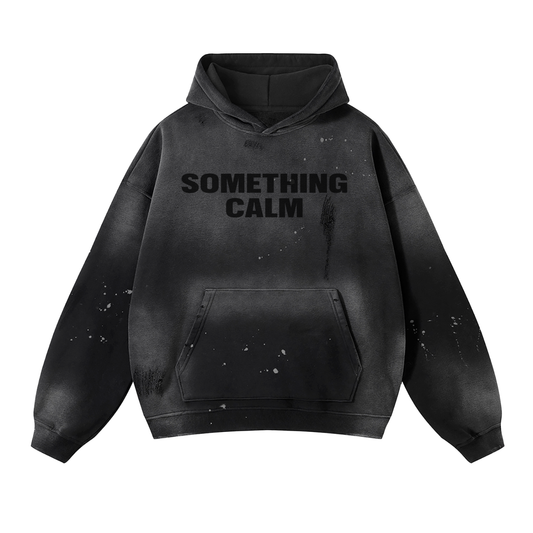 Something Calm Vintage Wash Frayed Fleece Hoodie - 360 GSM