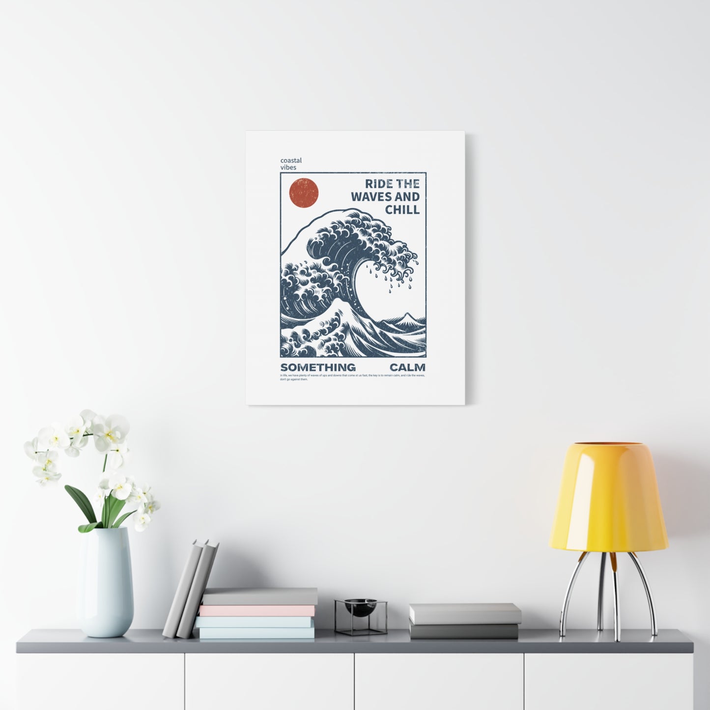 Ride the Waves and Chill Matte Canvas Wall Art — Coastal Wave Print