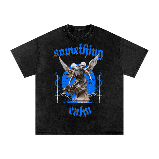 Something Calm Blue Angel Acid Wash Oversize T-Shirt